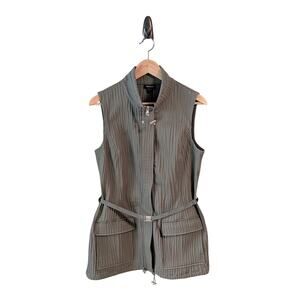 Worth New York Textured Vest Size 14 Neutral Quiet Luxury Minimal Green Waffle